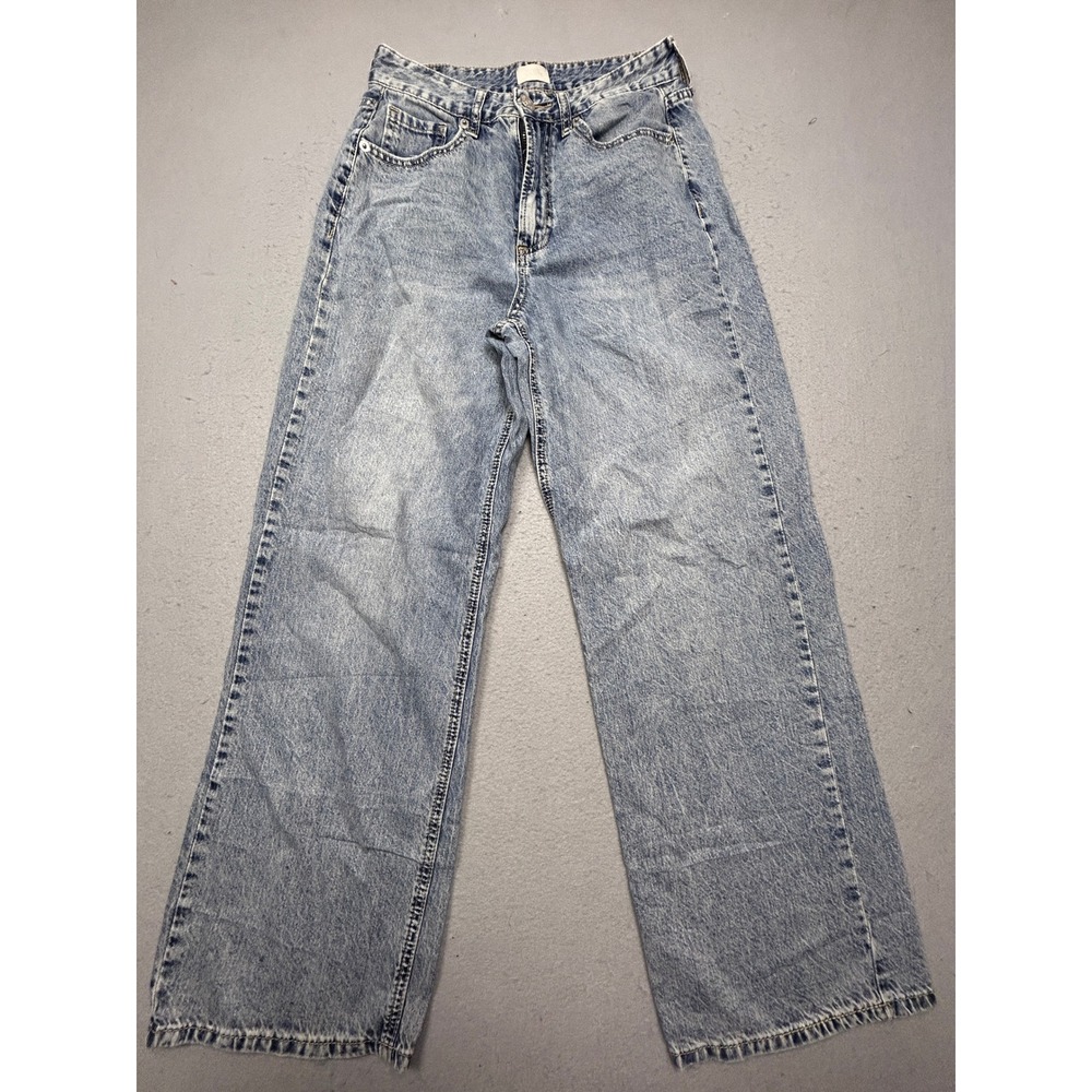 Simple Society Wide Leg Jeans Cotton Viscose Blend Light Wash 3/26 Womens